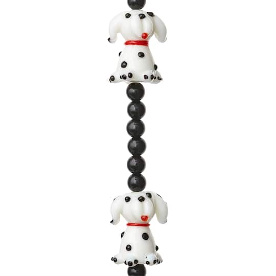 Black &#x26; White Dog Glass Lampwork Beads, 20mm by Bead Landing&#x2122;
